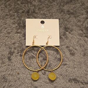 Gold Hoop Earrings with Yellow Teardrop Charms